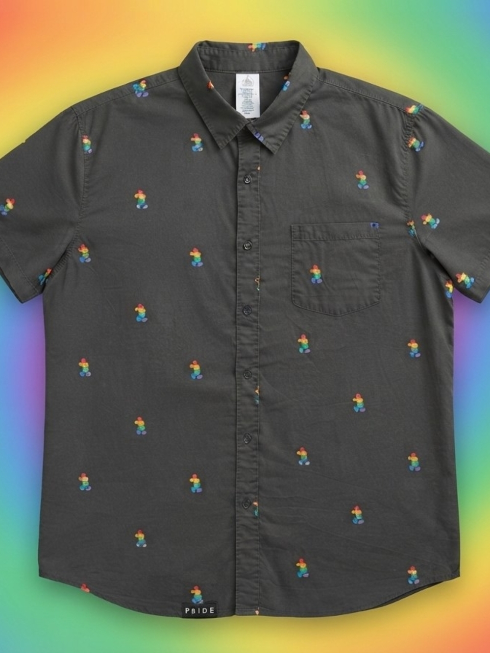 Disney Pride Collection Rainbow Mickey Mouse Button Down Shirt Sz XXL